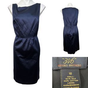 Brooks Brothers 346 womens size 10 blue sleeveless satin sheath dress